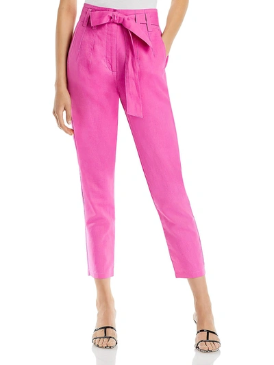 Aqua Womens Linen High Rise Straight Leg Pants In Pink