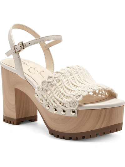 Jessica Simpson Timia Womens Woven Slingback Platform Sandals In White