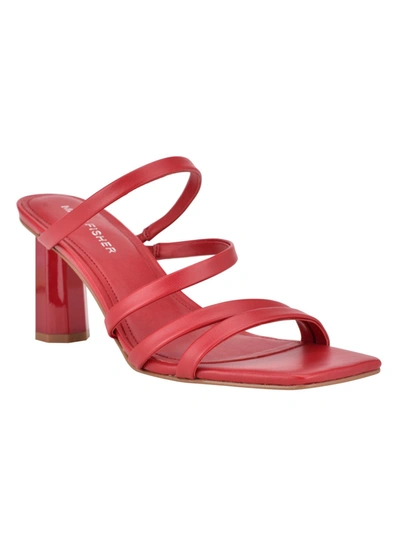 Marc Fisher Kristin Womens Faux Leather Slip On Strappy Sandals In Red