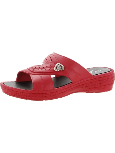 Yfm Womens Slip On Heeled Slide Sandals In Red