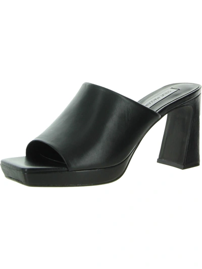 Steve Madden Dedicate Womens Leather Slip-on Platform Sandals In Black