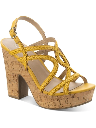 Sun + Stone Womens Cork Strappy Platform Sandals In Yellow