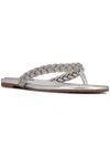 Nine West Tinee 5 Womens Rhinestone Slip On Flip-flops In Silver