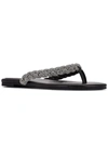Nine West Tinee 5 Womens Rhinestone Slip On Flip-flops In Black