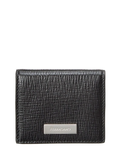 Ferragamo Logo Leather Coin Purse In Black