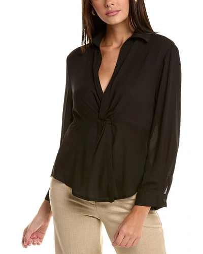 Central Park West Twisted Blouse In Black