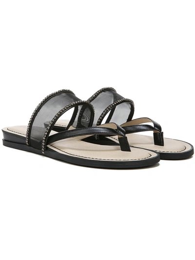 Lifestride Radiant Glow Womens Faux Leather Slip On Slide Sandals In Black