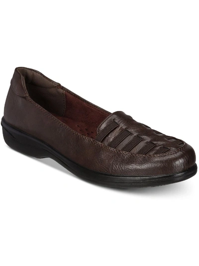 Easy Street Genesis Womens Faux Leather Slip On Loafers In Brown Burnish