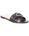 STUART WEITZMAN CRYSTAL BUCKLE LEATHER SLIDE