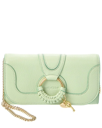 See By Chloé Hana Leather Wallet On Chain In Green