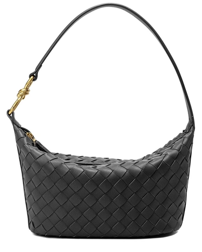 Tiffany & Fred Woven Leather Hobo Shoulder Bag In Black