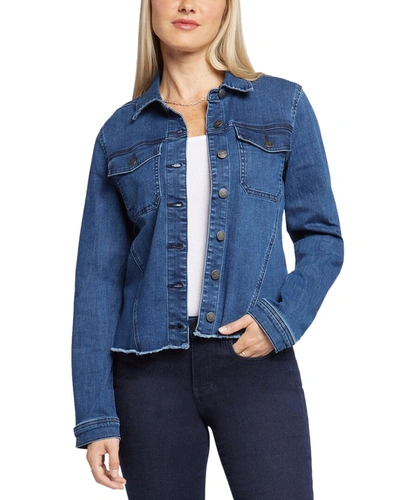 Nydj Frayed Hem Denim Jacket In Blue