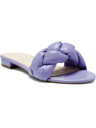 Jessica Simpson Ammiye Womens Animal Print Slip On Slide Sandals In Purple