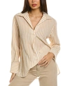 Vince Coast Striped Tencel Lyocell-blend Poplin Shirt In Neutral