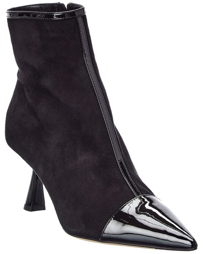 Jimmy Choo Kix/z 65 Suede & Patent Bootie In Black