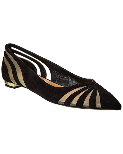 Aquazzura The Spy Suede Ballet Flats In Black