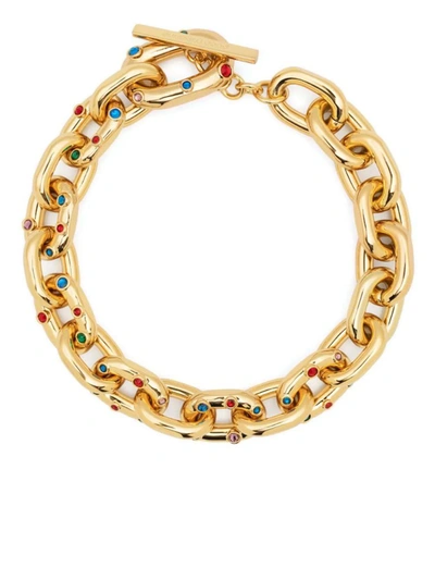 Paco Rabanne Xl Link Collar Necklace W/ Crystals In Gold