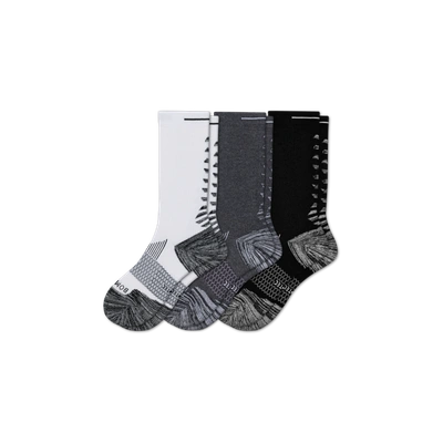 Bombas Running Calf Sock 3-pack In White Charcoal Black Bee