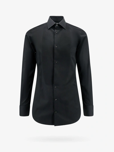 Dolce & Gabbana Gold-fit Cotton Shirt In Black