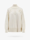Chloé Pointelle-knit Wool Turtleneck Sweater In Beige