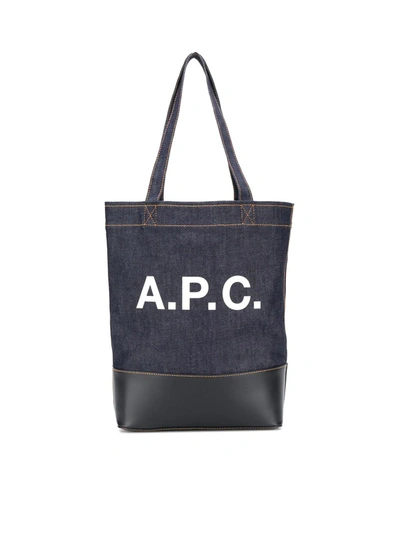 Apc Axelle Logo Tote Bag In Blue