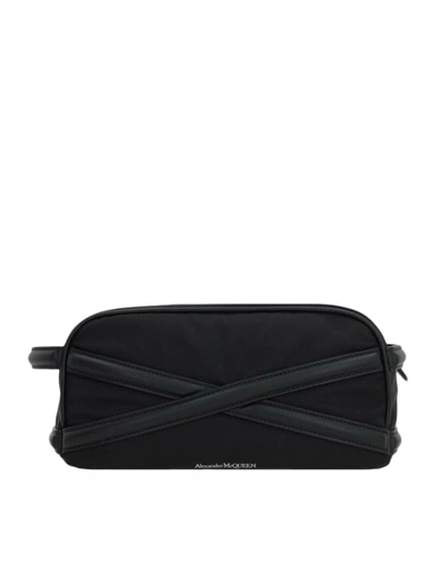 Alexander Mcqueen Beauty Case Harness In Nylon In Black