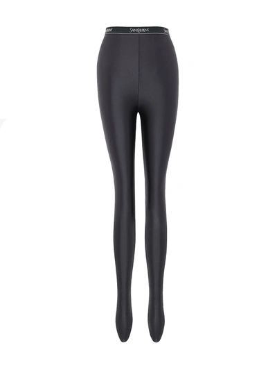 Saint Laurent High Shine Opaque Tights In Black