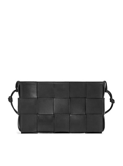 Bottega Veneta Cassette Pouch On Strap Leather Shoulder Bag In Black