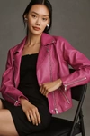 By Anthropologie Faux Leather Moto Jacket In Purple