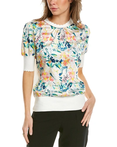Ted Baker Sketchy Magnolia Top In White