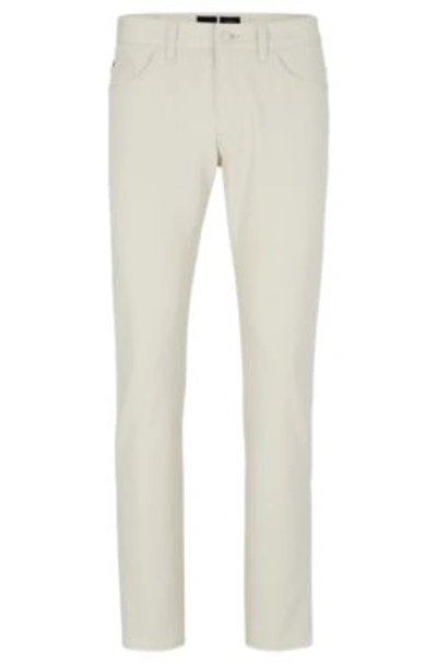 Hugo Boss Slim-fit Jeans In Performance-stretch Denim In White