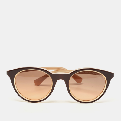 Pre-owned Emporio Armani Dark Brown Ea4061f Round Sunglasses