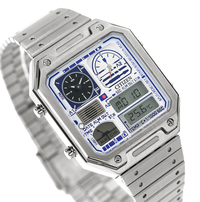 Pre-owned Citizen R2-d2 Star Wars Jg2121-54a Analog Digital White Dial Watch