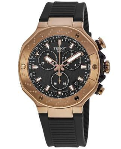 Pre-owned Tissot T-race Chronograph Black Dial Rubber Men's Watch T141.417.37.051.00