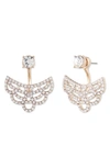 Marchesa Gold-tone Coral Crystal Front Back Floater Earrings In Gold/ Coral