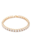 Marchesa Cubic Zirconia Tennis Style Flex Bracelet In Gold/ Cry