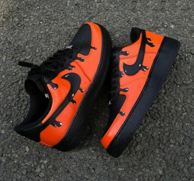 Pre-owned Nike Custom  Air Force 1 Shoes Orange Drip