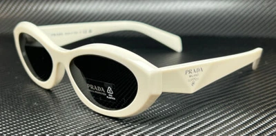 Pre-owned Prada Pr 26zs 17k08z White Dark Grey Women's 55 Mm Sunglasses In Gray