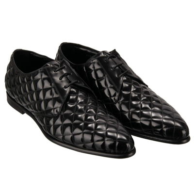 Pre-owned Dolce & Gabbana Quilted Stitched Leather Derby Shoes Copernico Black 12723