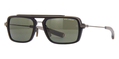 Pre-owned Dita Lancier Lsa-404 Sunglasses Dls404-56-02-a Matte Black Frame G12 Green Lens