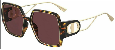 Pre-owned Dior 30montaigne 2 Women's Sunglasses, 0epz/u1 Yellow Red Havana / Brown