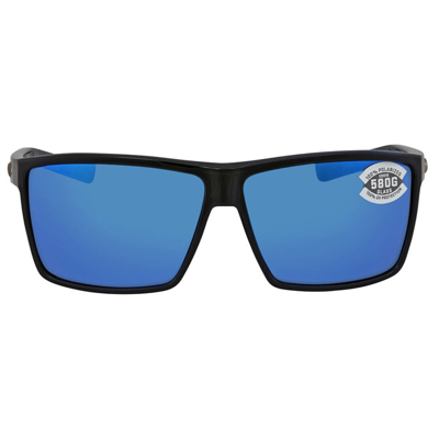 Pre-owned Costa Del Mar Rincon Sunglasses Shiny Black/blue Mirror 580glass