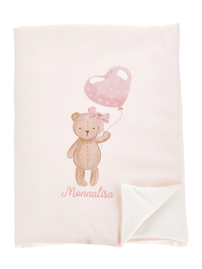 Monnalisa Babies'   Teddy Cotton Blanket In Light Pink
