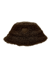 Monnalisa Plush Bucket Hat In Dark Brown