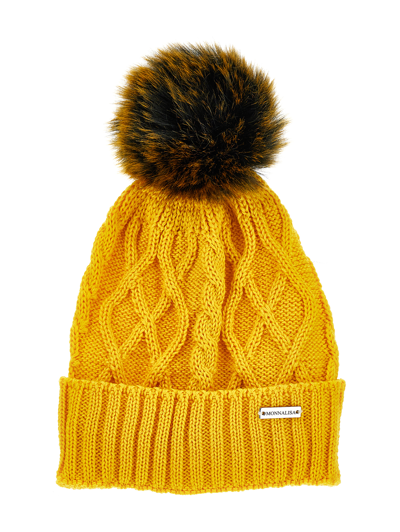 Monnalisa Jacquard Wool Hat In Ochre