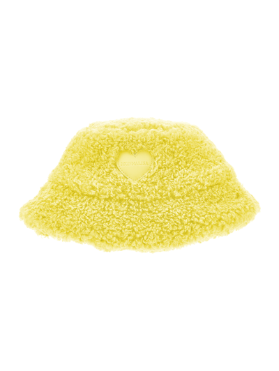 Monnalisa Plush Bucket Hat In Light Yellow