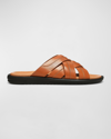Donald J Pliner Men's Iggie Leather Crisscross Slide Sandals In Cognac