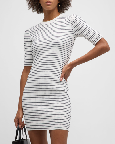grey striped bodycon dress Morgen Asymmetrical Long Sleeve Mini Dress Grey | Green Stripe | Grey | Green Stripe | Womens