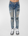 Amiri Kid's Distressed Denim Jeans In Clay Indigo