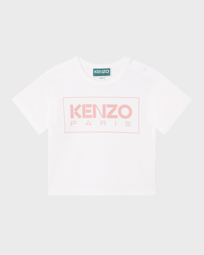 Kenzo Kids' Girl's Classic Logo-print T-shirt In Cream